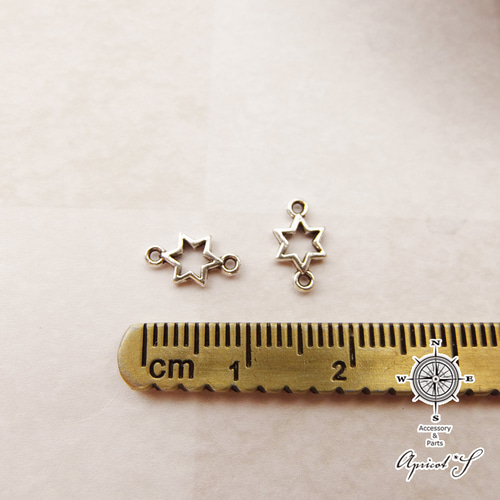 10個】小さめ 打ち抜き 六芒星 つなぎ チャーム パーツ（ アンティーク