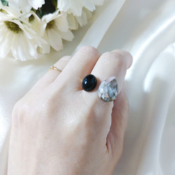 天然石リング　ギフト　フォークリング　フリーサイズ　ピンクオパール　オニキス　指輪 9枚目の画像