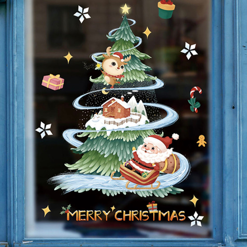ウォールステッカー ST13 クリスマスツリー サンタ ルドルフ 癒す DIY