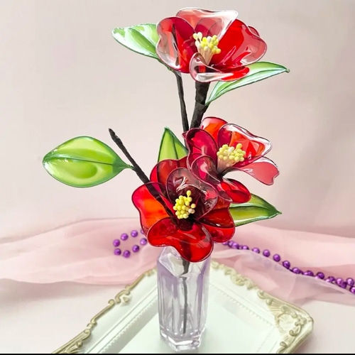 椿☆ディップアート☆ディップフラワー☆アメリカンフラワー アート