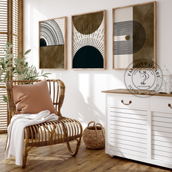 アートポスター 北欧風 ブラウンとベージュの幾何学デザイン