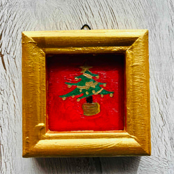金縁額装「クリスマスツリー」手描き・油彩・原画 2枚目の画像