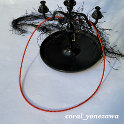 感謝価格　赤珊瑚ケシ粒ネックレス　約1,8㎜　シルバー製アジャスター付き　定価33,000円 3枚目の画像