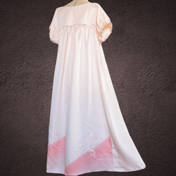 品格刺繍ピンク 差し色ギャザーワンピース フォーマル 和柄 着物リメイク 結婚式 演奏会 和柄 黒 Ｎ51107 9枚目の画像