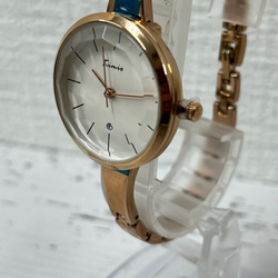 早い者勝ち！ 日付付きブレスレット風腕時計（6262）ピンクゴールド/シルバー 2枚目の画像