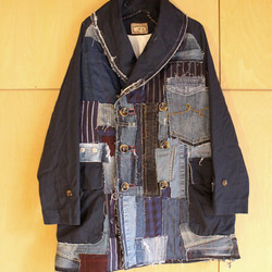 襤褸テイスト仕上げのデニムパッチ粋なジャケット 1枚目の画像