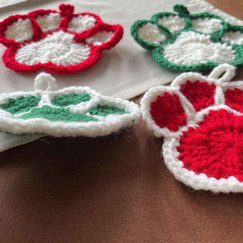 アクリルたわし 肉球コースター ねこ いぬ コースター クリスマス  