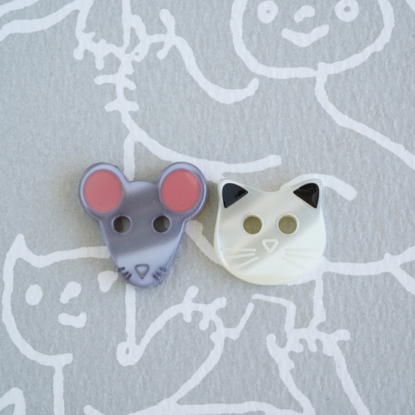 (2個)  15mm ネズミのボタン　フランス製 4枚目の画像