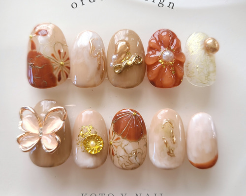 桜牡丹の調べ ネイルチップ ニュアンスネイル 成人式 前撮り 卒業式