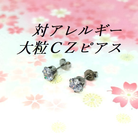 対アレルギーステンレスCZピアス(1ct 1枚目の画像