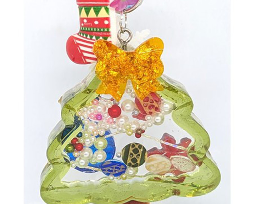 シェイカータグ 4個セット シャカシャカ クリスマスガーランド シェイカーカード ハンドメイド クリスマスツリーシェイカーキーホルダー