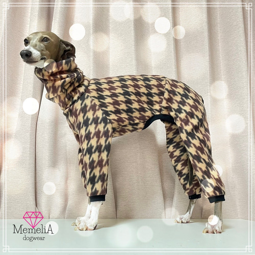 イタグレ用犬服】どちらが好み？♡ボア袖変更OK！ブラウン千鳥の