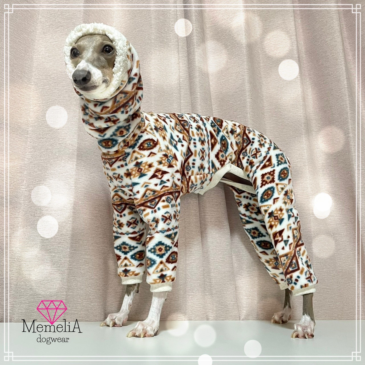 チェック柄のロンパース イタグレ服 犬服 ハンドメイド リードミシン