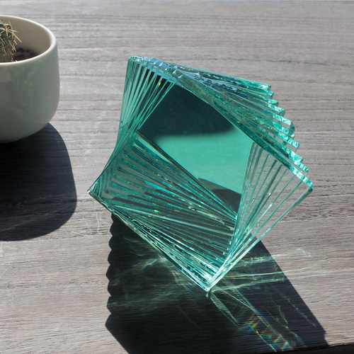 積層ガラスブロック 8cm ツイストver. ☆シンプル 素材 glass block