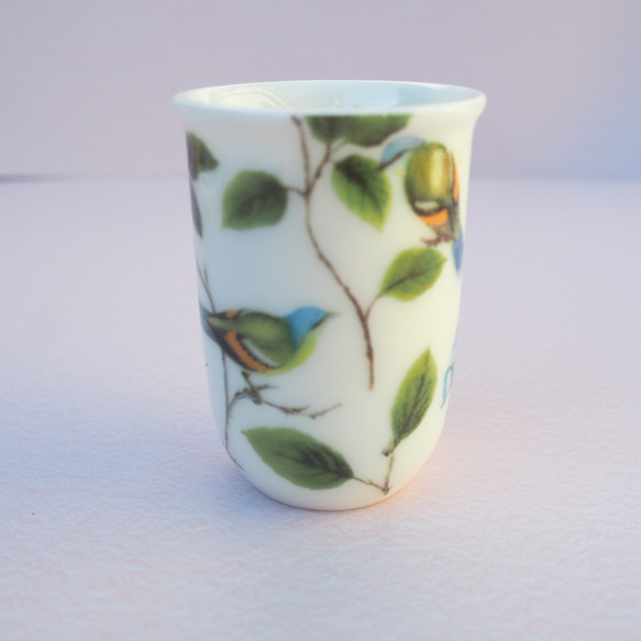 バラと鳥の聞香杯　　台湾茶　中国茶器　ポーセラーツ 2枚目の画像