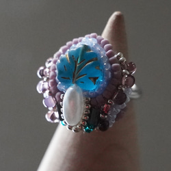Chatty 戒指 187 一種尺寸適合大多數串珠刺繡戒指藍色超大圍巾戒指 第1張的照片