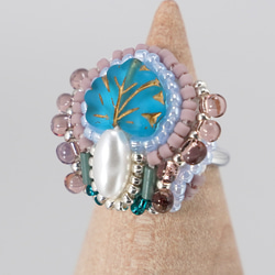 Chatty 戒指 187 一種尺寸適合大多數串珠刺繡戒指藍色超大圍巾戒指 第3張的照片