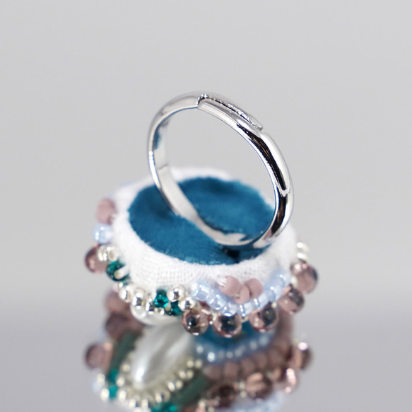 Chatty 戒指 187 一種尺寸適合大多數串珠刺繡戒指藍色超大圍巾戒指 第6張的照片