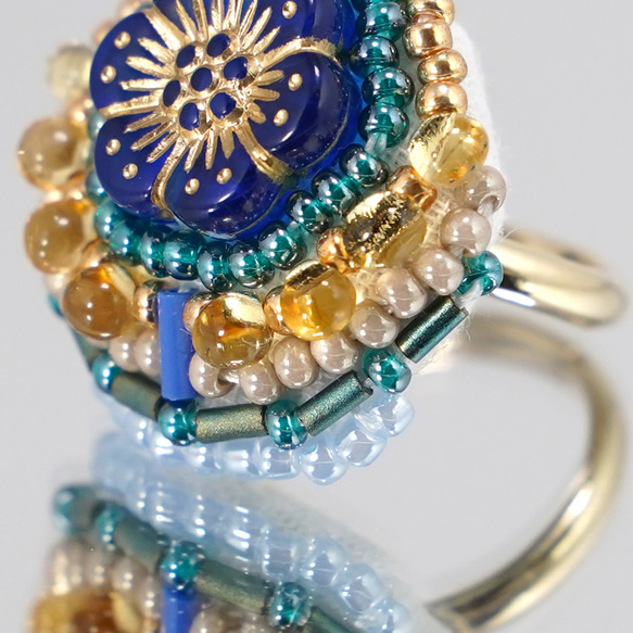 Chatty 戒指 188 均碼珠繡戒指 藍色超大戒指 也可用於繫圍巾 第5張的照片