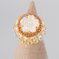 Chatty 戒指 192 一種尺寸適合大多數串珠刺繡戒指黃色超大圍巾戒指 第4張的照片