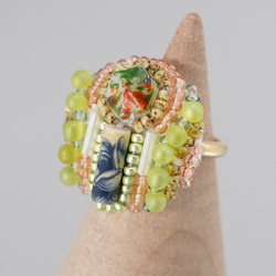 Chatty 戒指 193 一種尺寸適合大多數串珠刺繡戒指綠色超大圍巾戒指 第2張的照片