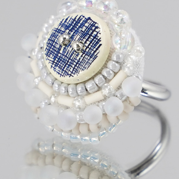 Chatty 戒指 195 一種尺寸適合大多數串珠刺繡戒指白色超大圍巾戒指 第5張的照片