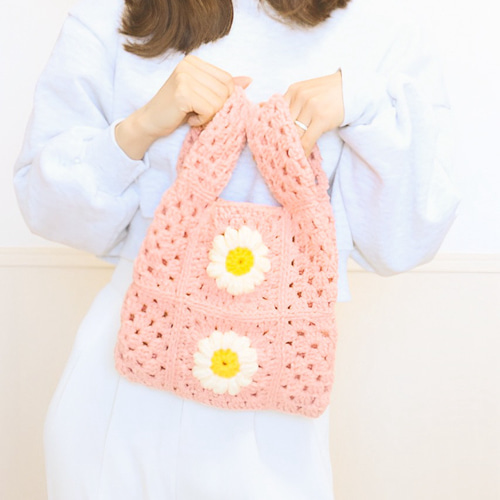 【国内正規品】 特集掲載】手編みバック グラニー かぎ針編み ニットバック クラッチバッグ