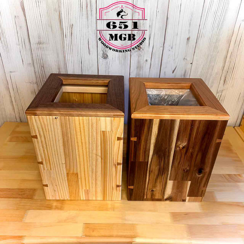 ホテル　旅館　木製灰皿&木製ゴミ箱 スタンドタイプ ☆温泉旅館に置いてそうな味のあるゴミ箱 12L Size ゴミ箱