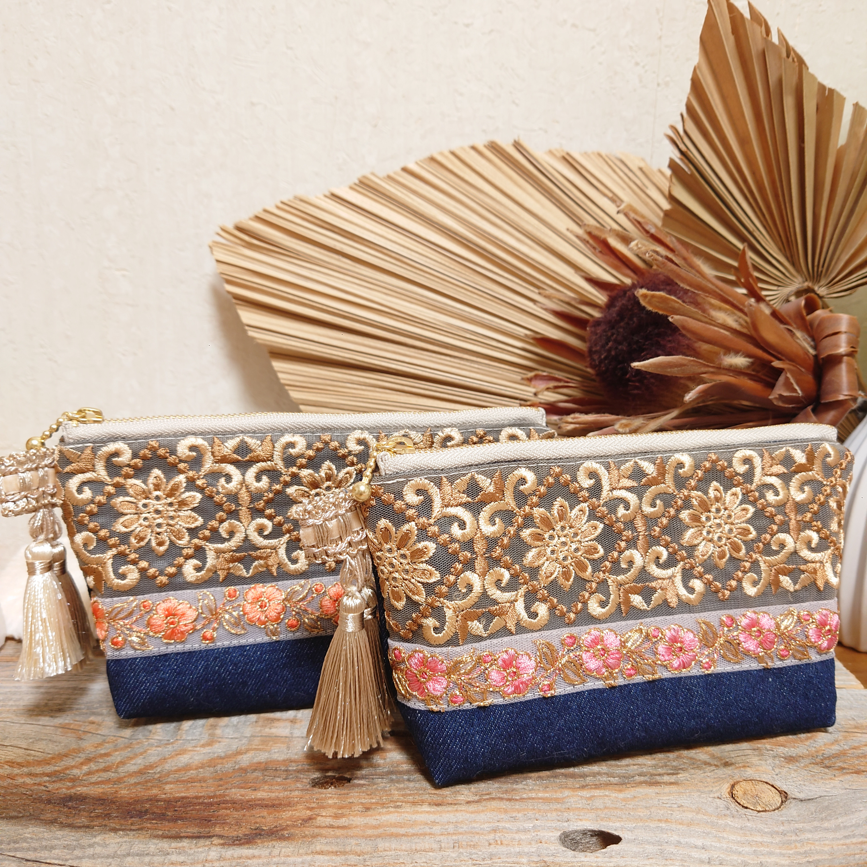 インド刺繍リボン コスメポーチ ポーチ Jewelino 通販 16869745