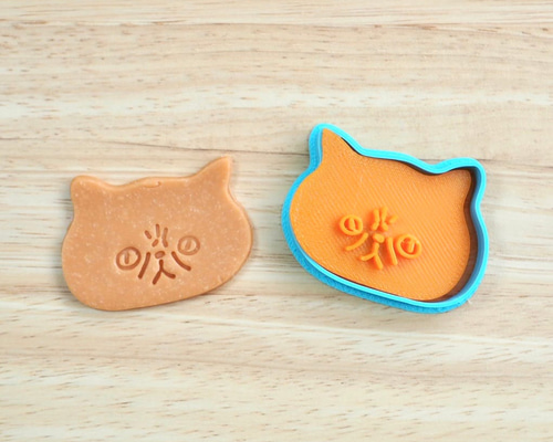 ☆ミニサイズ☆ チビねこちゃん お顔 3dプリンタークッキー型 クッキー
