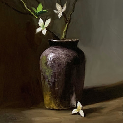 油彩画　White Little Blossom 1枚目の画像