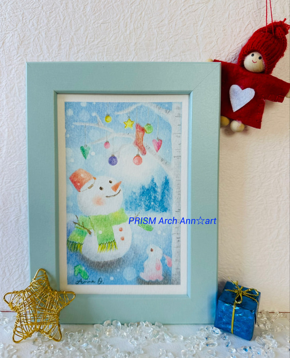 森のxmas ハンドメイドパステル画絵画アート原画