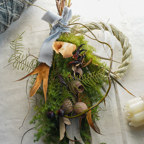 3wey】クリスマス、お正月、ドライフラワーとして飾れるしめ縄 お正月