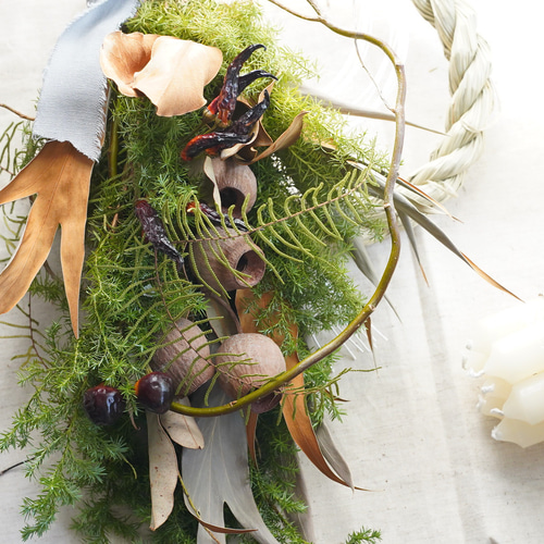 3wey】クリスマス、お正月、ドライフラワーとして飾れるしめ縄 お正月