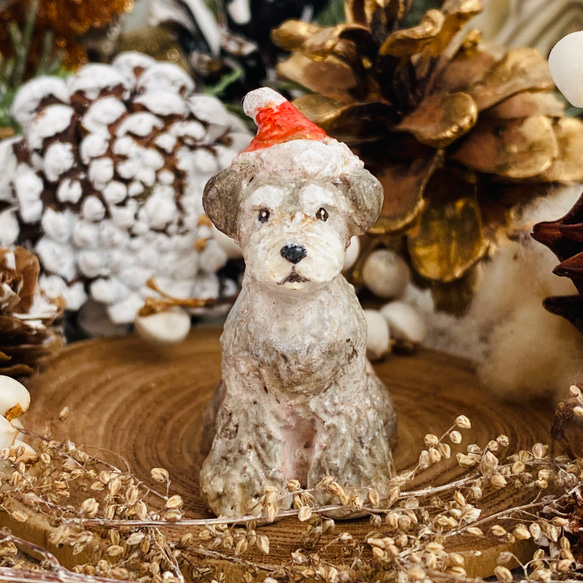 シュナウザーサンタ（Christmas santa Schnauzer） 立体・オブジェ