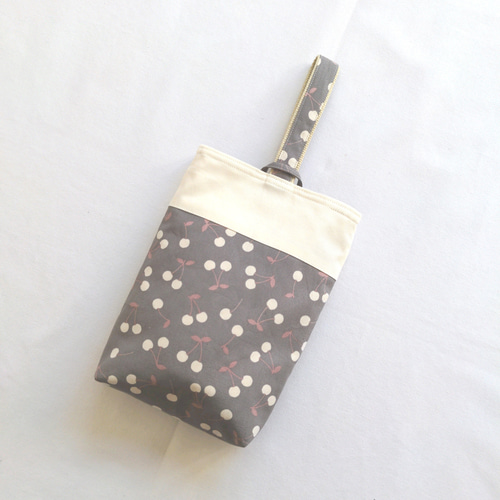 くすみカラーさくらんぼ柄入園入学6点セット・グレー◇完成品◇【送料