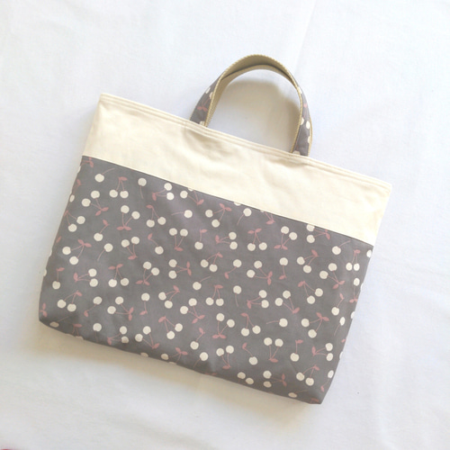 くすみカラーさくらんぼ柄入園入学6点セット・グレー◇完成品◇【送料