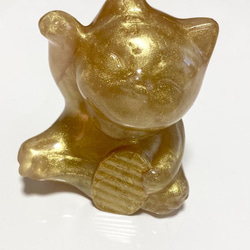 オルゴナイト　笑福　招き猫　ゴールド 1枚目の画像