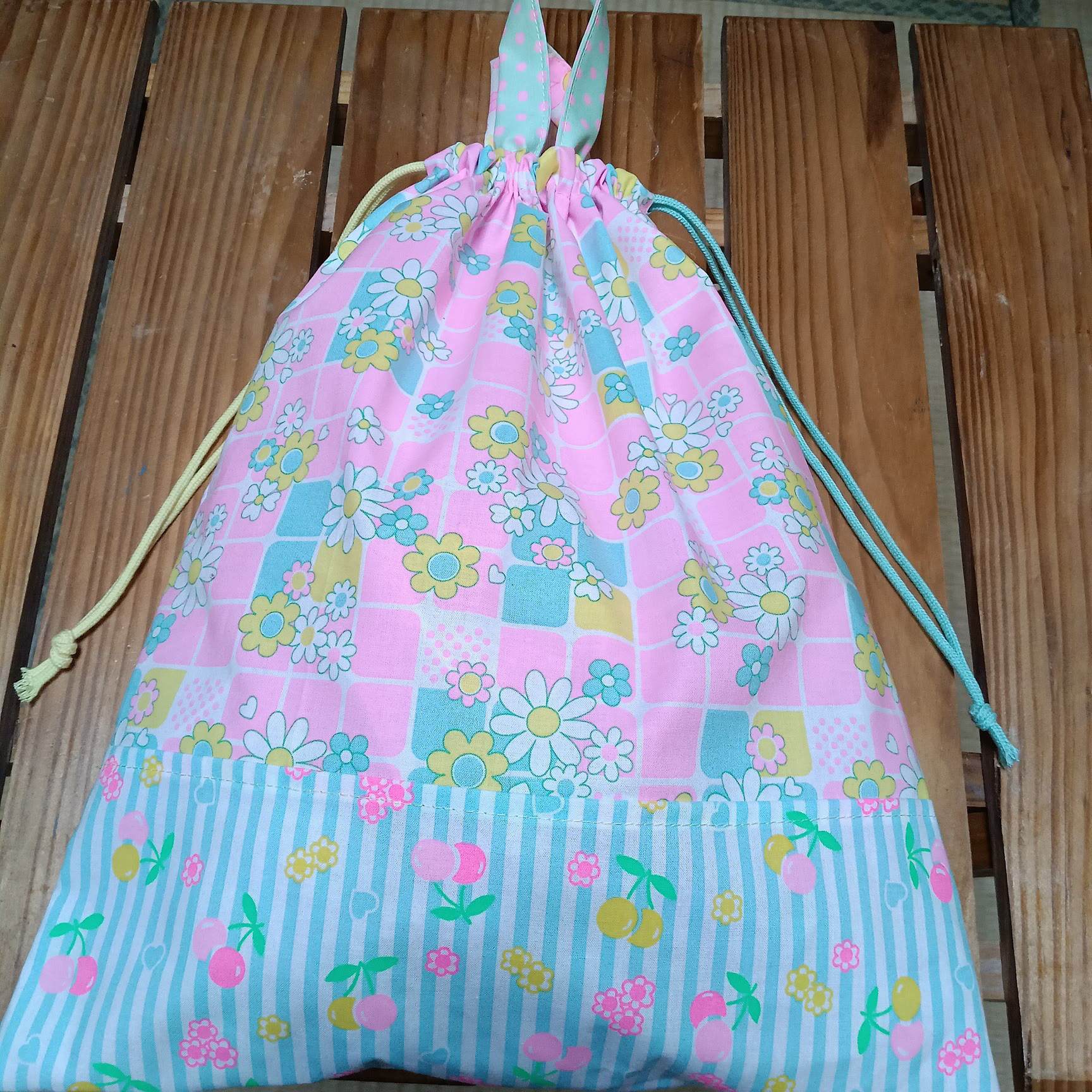 37×30 入園入学準備 体育着袋 お着替え袋 巾着袋 女の子 ゆめ