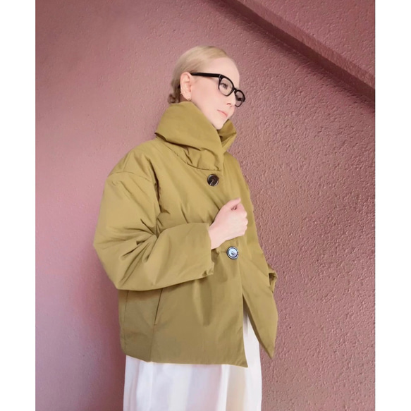 超輕超保暖❤️可選長度❤️蓬鬆舒適的外套❤️加厚設計❤️雙向領口❤️赭黃色 第7張的照片