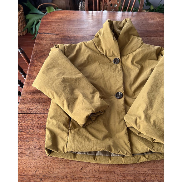 超輕超保暖❤️可選長度❤️蓬鬆舒適的外套❤️加厚設計❤️雙向領口❤️赭黃色 第9張的照片