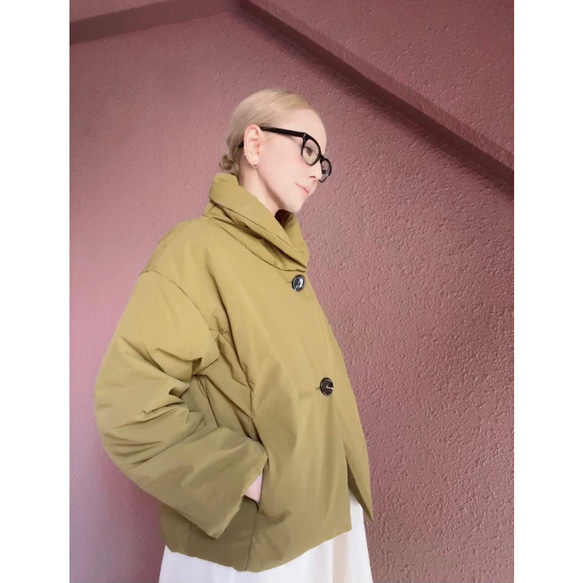 超輕超保暖❤️可選長度❤️蓬鬆舒適的外套❤️加厚設計❤️雙向領口❤️赭黃色 第13張的照片