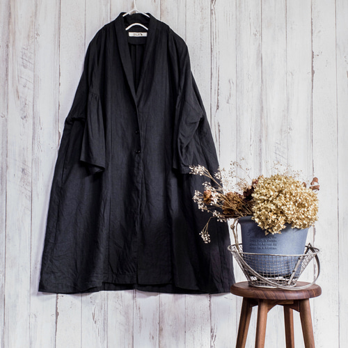 リネン羽織ものワンピース 暗黒色（あんこくいろ） ワンピース Natural