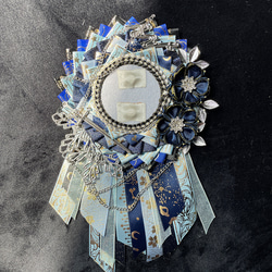 痛ロゼット55mm 75mmサイズ 缶バッジ用 ロゼット 紺 瑞雲剣 バッグ