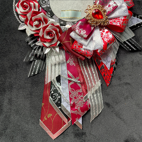 痛ロゼット55mm 75mmサイズ 缶バッジ用 ロゼット リボン 花 ワイン