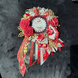 越えざるは紅い花 缶バッジ15個セット 痛ロゼット55mm 75mmサイズ 缶バッジ用 ロゼット 赤 花 リボン バッグ