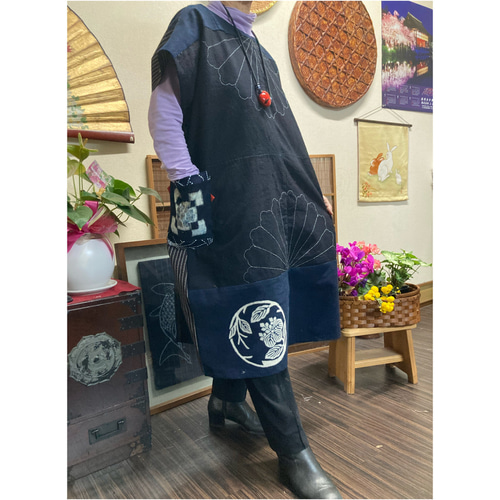 古布のアレンジチュニック (藍染 古布 古き チュニック 売買 古布のアレンジチュニック (藍染 古布 古き チュニック 売買