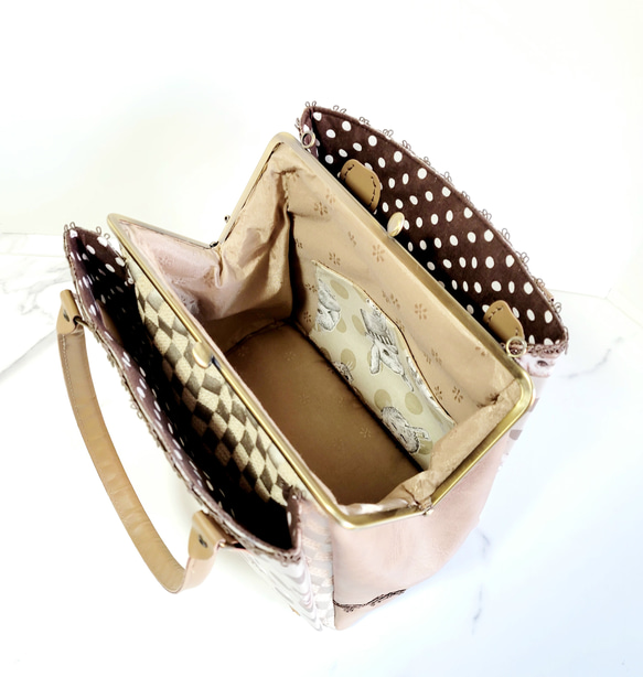 碁石口金のトートながま口バッグ(ジョリーフルール・サテンVol.) ジョリーフルール