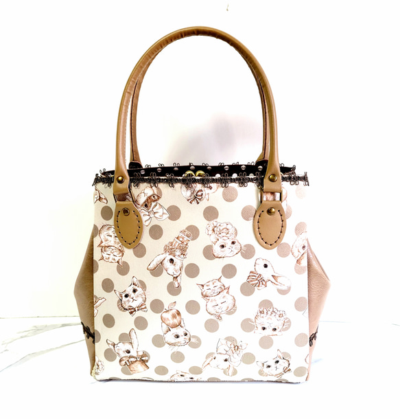 碁石口金のトートながま口バッグ(ジョリーフルール・サテンVol.) ジョリーフルール