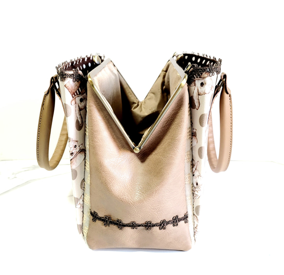 碁石口金のトートながま口バッグ(ジョリーフルール・サテンVol.) ジョリーフルール